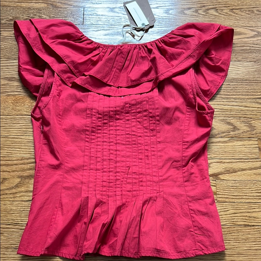 Women’s Red Ruffle Short-Sleeve Top - Picture 5 of 5